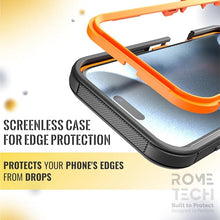 Load image into Gallery viewer, for iPhone 16 Plus Case with Belt Clip Holster & Kickstand, Screenless Protective Dual-Layer Shockproof Phone Case for iPhone 16 Plus - Black & Orange