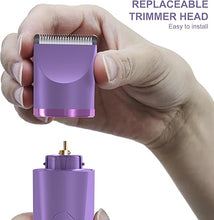 Load image into Gallery viewer, OLOV Electric Body Hair Trimmer - Groin Trimmer for Men - Bikini Trimmer Women - Wet/Dry Shaver Groomer, Replaceable Ceramic Blade Heads, USB Recharge Dock, Waterproof Hygiene Razor, Bright Purple