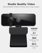 Load image into Gallery viewer, Lenovo Essential Full HD 1080P Webcam, Dual Microphone, No Driver 1.8m USB 2.0, Wide-Angle, Tilt-Control, 360-Degree Rotation, Black