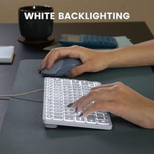 Load image into Gallery viewer, Perixx PERIBOARD-332MW Wired Backlit Scissor Keyboard - Compatible with Mac OS X and iOS Device - Mini 11.22x4.57x0.83 Inches - Scissor Keys with Big Font - White Backlit