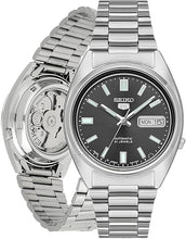 Load image into Gallery viewer, SEIKO SNXS79 Automatic Watch for Men 5-7S Collection - Black Dial on Silver with Luminous Hands, Day/Date Calendar, Stainless Steel Case & Bracelet