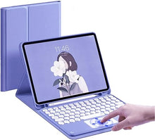 Load image into Gallery viewer, iPad Air2 iPad 5 iPad 6 Keyboard Case Touchpad Magnetic Detachable Bluetooth Keyboard Slim Smart case Round Key for iPad 5th 6th Generation 9.7'' (iPad Air2/iPad5/iPad6, Purple)