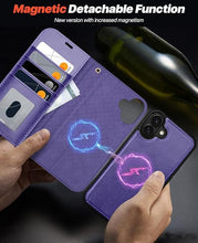 Load image into Gallery viewer, OCASE for iPhone 16 Plus Case Detachable Wallet Case with Card Holder, 2 in 1 Pu Leather Flip Folio with RFID Blocking Stand Wrist Strap Shockproof Phone Cover 6.7 Inch 2024, Purple