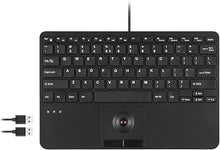Load image into Gallery viewer, Perixx PERIBOARD-526 US, Wired Mini USB Keyboard with Trackball - X Type Scissor Keys - 11.18x7.17x1.1 Inches - Build-in 2 USB Hubs - US English