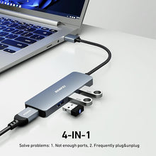 Load image into Gallery viewer, BENFEI USB 3.0 Hub, 4 Ports USB A Splitter Ultra-Slim USB Expander for Mouse, Keyboard, Flash Drive, U Disk, Printer Compatible with Laptop, Desktop PC, Xbox, PS5, and More