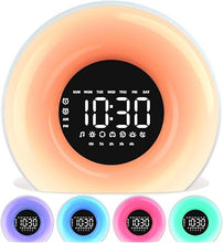 Load image into Gallery viewer, Wake Up Light Sunrise Alarm Clock with Sunrise Sunset Simulation 23 Nature Sleep Sounds 13 Colors Night Light Dual Alarms Snooze Function Sleep Aid for Heavy Sleepers Kids Adults (White)