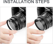 Load image into Gallery viewer, 72mm Star Filter 4 Pieces Starburst Lens Filter(4 Points,6 Points,8 Points,12 Points) with Centre Pinch Lens Cap for Canon Nikon Sony Olympus Pentax and Other DSLR Cameras + 4 Slot Filter Pouch