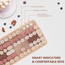 Load image into Gallery viewer, Wireless Keyboard and Mouse, KOOTOP Cute Keyboard and Mouse, 2.4G Wireless Keyboard with Retro Round Keycap for PC, Mac, Laptop,Computer Windows (Milk Tea)