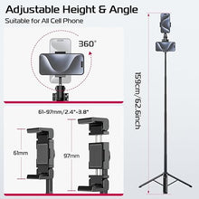 Load image into Gallery viewer, ULANZI MT-70 Extendable Phone Tripod, 63" Selfie Stick Phone Vlog Tripod Stand with 2 Phone Clip, 360° Rotate Dual Camera Tripod for iPhone Sony Canon Action Camera, Lightweight for Travel
