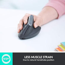 Load image into Gallery viewer, Logitech MX Vertical Wireless Mouse – Ergonomic Design Reduces Muscle Strain, Move Content Between 3 Windows and Apple Computers, Rechargeable, Graphite - With Free Adobe Creative Cloud Subscription