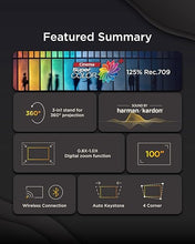 Load image into Gallery viewer, ViewSonic M1X Portable LED Projector with Smart Stand, Harman Kardon Speakers, Built-In Battery, H/V Keystone, 4 Corner Adjustment, Bluetooth, Wi-Fi, USB-C, Powered USB A