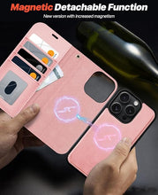 Load image into Gallery viewer, OCASE for iPhone 16 Pro Max Case Detachable Wallet Case with Card Holder, 2 in 1 Pu Leather Flip Folio with RFID Blocking Stand Wrist Strap Shockproof Phone Cover 6.9 Inch 2024, Light Pink