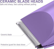 Load image into Gallery viewer, OLOV Electric Body Hair Trimmer - Groin Trimmer for Men - Bikini Trimmer Women - Wet/Dry Shaver Groomer, Replaceable Ceramic Blade Heads, USB Recharge Dock, Waterproof Hygiene Razor, Bright Purple