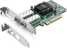 Load image into Gallery viewer, 10Gtek 10Gb PCI-E NIC Network Card, Dual SFP+ Port, with Intel 82599ES Controller, PCI Express Ethernet LAN Adapter Support Windows Server/Linux/VMware, Compare to Intel X520-DA2(Intel E10G42BTDA)