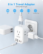 Load image into Gallery viewer, European Travel Plug Adapter, LENCENT International Type-C Foldable Power Plug with 4 Outlets, USB C Charger Adaptor, US to Most of Europe EU Iceland Spain Italy France Germany, Cruise Ship Approved