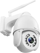 Load image into Gallery viewer, 5MP PTZ Security Camera Outdoor Motion Tracking, Floodlight Surveillance IP Dome RTSP Camera Wireless WiFi, 5X Optical Zoom, Color Night Vision, 2-Way Audio, Support SD Card IP66 White