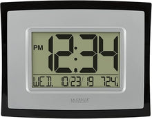 Load image into Gallery viewer, La Crosse Technology WT-8002U Digital Wall Clock, Silver, Black