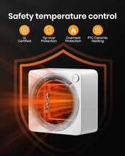 Load image into Gallery viewer, Gaiatop Mini Space Heater, Lightweight PTC Ceramic Fast Heating 500W Energy Efficient for Indoor Use, Overheating & 45° Tip-Over Protection, Portable Desk Electric Heaters for Office Home White