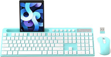 Load image into Gallery viewer, Wireless Keyboard and Mouse Combo, MARVO 2.4G Ergonomic Wireless Computer Keyboard with Phone Tablet Holder, Silent Mouse with 6 Button, Compatible with MacBook, Windows (Blue)