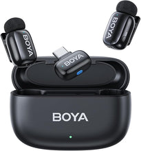 Load image into Gallery viewer, BOYA Mini Wireless Lavalier Microphone for Android/Tablets/PC with USB C Plug,Noise Reduction,30H Battery Life with Charging Case,AI Voice Changer,Lapel Microphone Wireless for Video Recording Podcast