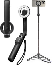 Load image into Gallery viewer, Spigen MagSafe Selfie Stick Tripod Stand (MagFit) with Bluetooth Remote Control Shutter 24" Extendable Compatible with MagSafe iPhone 16 15 14 13 12 Pro Max Mini & Android Phones - Black