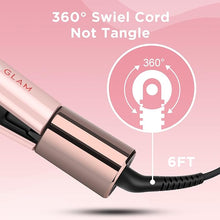 Load image into Gallery viewer, IG INGLAM Titanium Flat Iron Hair Straightener, Infrared Curling Iron 1 Inch, Negative Ionic Hair Iron Straightener 11 Adjust Temp 250°F to 450°F, Shiny Hair Dual Voltage 110-240V, Gift, Pink