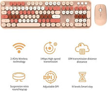 Load image into Gallery viewer, FOPETT Keyboard and Mouse Sets Wireless,Reliable 2.4 GHz Connectivity for PC,Laptop,Smart TV and More (Milk Tea Color)