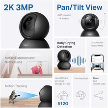 Load image into Gallery viewer, Tapo TP-Link 2K Pan/Tilt Indoor Security Camera for Baby Monitor, Pet Camera | Motion Detection & Tracking | 2-Way Audio | Cloud & SD Card Storage | Works w/Alexa & Google Home | Black C211