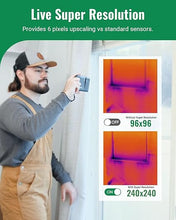 Load image into Gallery viewer, HP96 Thermal Imaging Camera, Super Resolution 240 x 240 Thermal Camera with Visual Camera, 96 x 96 IR Resolution, 3.5" Touch Screen, 25 Hz, Video and Audio Recording, 50° FOV, -4°F to 662°F