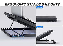 Load image into Gallery viewer, Laptop Cooling Pad 17inch 15.6 14 13 12inch Gaming Cooler Pad Chill Mat 5 Quiet Fans LED Lights and 2 USB 2.0 Ports Adjustable Mounts Laptop Stand Height Angle