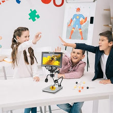 Load image into Gallery viewer, Koolertron 7 inch LCD Digital Microscope with 32G TF Card,12MP 1200X Magnification 1080P USB Microscope Camera,PC View,Rechargeable Battery,Fill Lights Microscope for Coin/Plant/Rock/Circuit Board