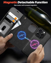 Load image into Gallery viewer, OCASE for iPhone 16 Pro Case Detachable Wallet Case with Card Holder, 2 in 1 Pu Leather Flip Folio with RFID Blocking Stand Wrist Strap Shockproof Phone Cover 6.3 Inch 2024, Black