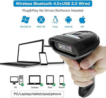 Load image into Gallery viewer, NETUM Bluetooth Barcode Scanner, Compatible with 2.4G Wireless & Bluetooth Function & Wired Connection, Connect Smart Phone, Tablet, PC, CCD Bar Code Reader Work with Windows, Mac,Android (NT-1228BC)