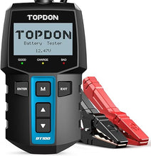 Load image into Gallery viewer, TOPDON BT100 Car Battery Tester 12V Load Tester, 100-2000 CCA Automotive Alternator Tester Digital Auto Battery Analyzer Charging Cranking System Tester for Car Truck Motorcycle ATV SUV Boat Yacht