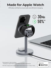 Load image into Gallery viewer, MagFusion 3-in-1 Charging Station Compatible with MagSafe, Charger Stand Qi2 Certified 15W Wireless Charger, for iPhone 16/15/14/13/12, Apple Watch, AirPods(30W PD Charger Included)