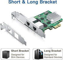 Load image into Gallery viewer, 2.5Gbase-T PCIe NIC with Realtek RTL8125 Chip, 2.5Gb Network Card, 2500/1000/100 Mbps,Dual RJ45 Ports, PCIe X1, Ethernet Card for Windows/Windows Server/Linux