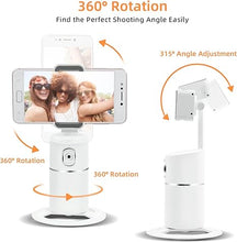 Load image into Gallery viewer, Mcbazel Auto Face Tracking Tripod, 360° Rotating Stand Phone Holder Camera Mount, Follows Your Movement, Perfect for TikTok Filming, Video Recording, White