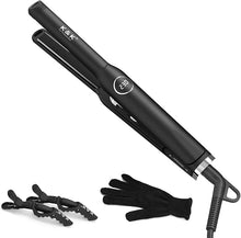 Load image into Gallery viewer, K&K Flat Iron Small Mini Tourmaline Titanium Hair Straightener 0.5 inch Plate 4D 360°Swivel LED Display for Woman Short Hair Adjustable Temperature Dual Voltage Auto Shut Off(Black)