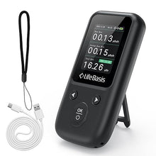Load image into Gallery viewer, LifeBasis Geiger Counter Nuclear Radiation Detector, Radiation Dosimeter with TFT Display and Smart Alert Rechargeable Beta Gamma X-ray Radiation Monitor - with Lanyard and Bracket, Gloss Black