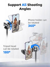 Load image into Gallery viewer, Kaiess 62" Tripod for iPhone, Selfie Stick Tripod & Phone Tripod Stand with Remote, Cell Phone Tripod for iPhone, Extendable Travel Tripod Compatible with iPhone 15/14/13 Pro Max/Android