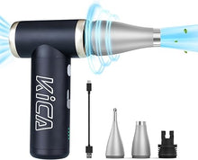 Load image into Gallery viewer, Compressed Air Duster-KiCA JetFan 2S Electric Air Duster,117000 RPM Rechargeable Cordless Air Blower for Cleaning Keyboard&PC, Jet Dry Duster with New Extreme Mode, Metal Shell-Black