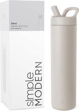 Load image into Gallery viewer, Simple Modern Water Bottle with Straw lid | Insulated Stainless Steel Thermos | Reusable Travel Water Bottles for Gym & Sports | Leak Proof & BPA Free | Mesa Collection | 24oz, Almond Birch