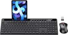 Load image into Gallery viewer, Wireless Keyboard and Mouse Combo, MARVO 2.4G Ergonomic Wireless Computer Keyboard with Phone Tablet Holder, Silent Mouse with 6 Button, Compatible with MacBook, Windows (Black)
