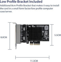 Load image into Gallery viewer, IO CREST Quad 2.5 Gigabit Ethernet PCI Express PCI-E Network Interface Card 10/100/1000/25000 Mbps RJ45 LAN Realtek RTL8125 Chipset, Black (SI-PEX24077)