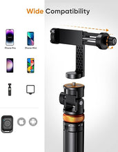 Load image into Gallery viewer, EUCOS 62" Phone Tripod, Tripod for iPhone & Selfie Stick Tripod with Remote, Extendable Phone Tripod Stand & Travel Tripod, Solidest Cell Phone Tripod Compatible with iPhone/Android
