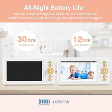 Load image into Gallery viewer, Baby Monitor No WiFi, 5" 720P HD Screen Baby Monitor with Camera and Audio with 30hrs Long Battery Life, Baby Camera Monitor Two-Way Talk, VOX, Infrared Night Vision, Temperature Monitoring
