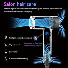 Load image into Gallery viewer, Hair Dryer, Fast Drying Blow Dryer with Magnetic Nozzle,110,000RPM Brushless Motor, High Speed Low Noise, Ionic No Heat Damage, for Travel, Home, Gift (Gray)