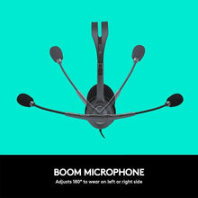 Load image into Gallery viewer, Logitech H111 Wired Headset, Stereo Headphones with Noise-Cancelling Microphone, 3.5 mm Audio Jack, PC/Mac/Laptop/Smartphone/Tablet - Black