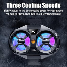 Load image into Gallery viewer, Mobile Phone Cooler with RGB Backlight and Temp Display, Cellphone Cooling Fan with Dual Semi-Conductor Cooling Chip, Compatible for iPhones/Android Phone Width from 6 to 8 cm