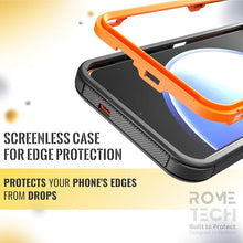 Load image into Gallery viewer, for Samsung Galaxy S25 Case with Belt Clip Holster & Kickstand, Screenless Protective Dual-Layer Shockproof Phone Case for Galaxy S25 - Black & Orange
